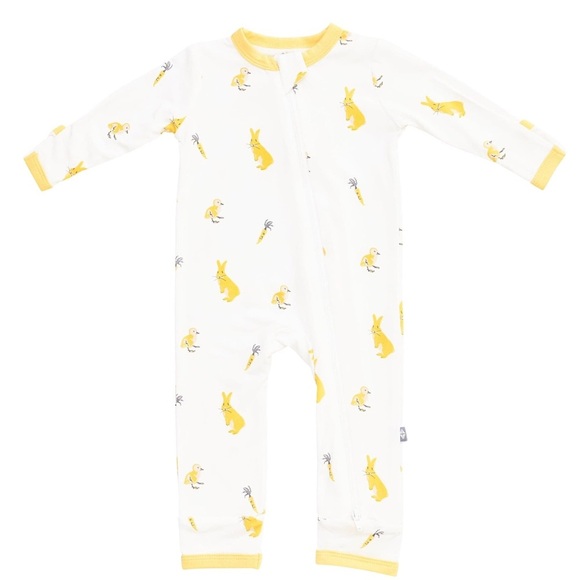 Kyte BABY bamboo zippered romper hop bunny unisex print birds playsuit toddler - Picture 1 of 10